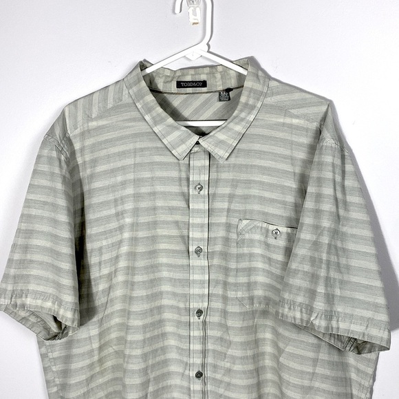 Toad & Co Men's Wonderer Shirt Sleeve Striped Gray Shirt size XXL - Picture 3 of 9